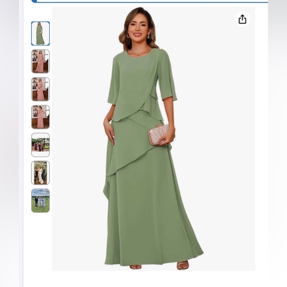 Elegant Green Layered Women's Dress